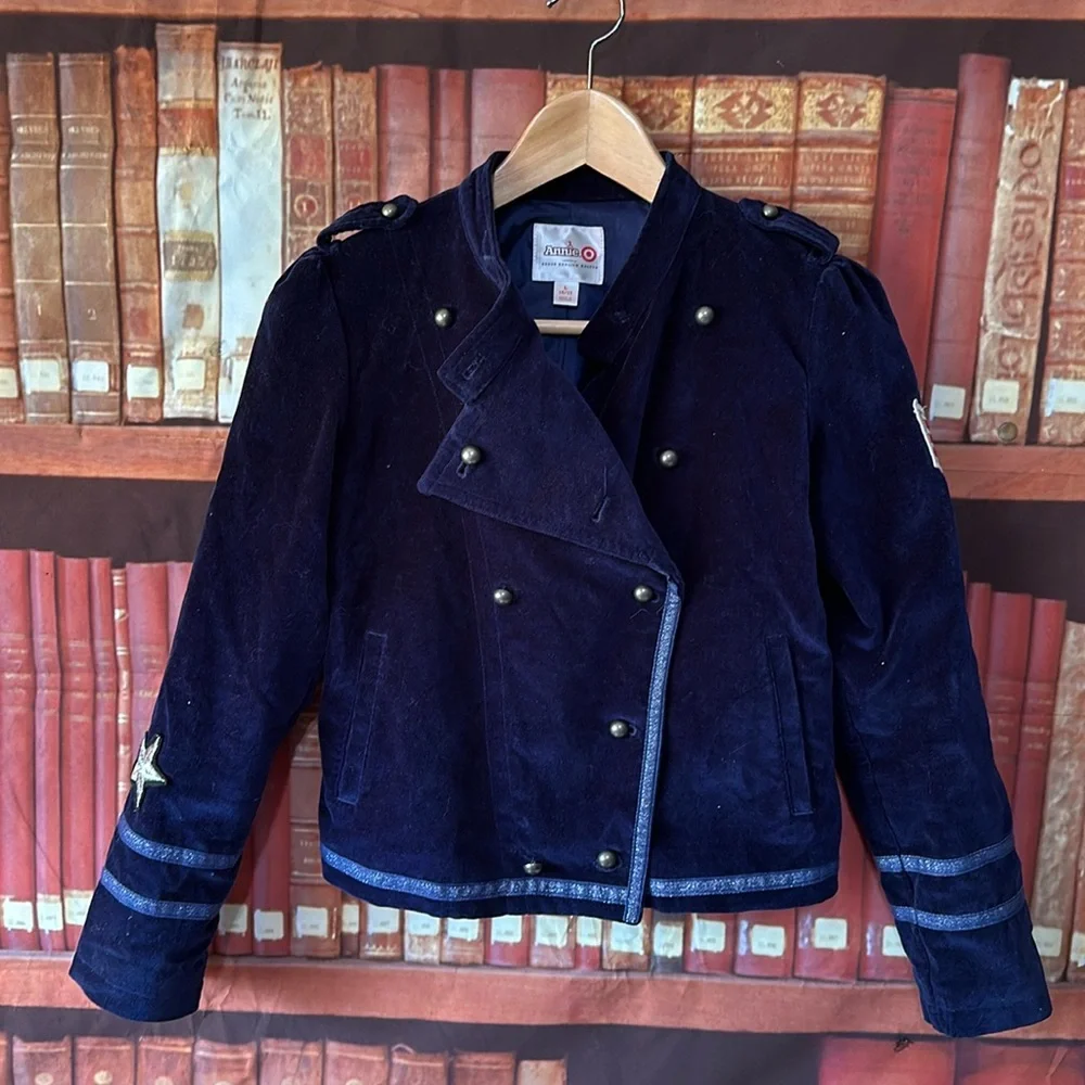 2014 Annie for Target Navy Velour Military Jacket Girls 10/12 Movie Costume